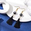 Evil Eye Lampwork & Tassel Earrings EJEW-JE05592-02-2