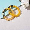 Natural Yellow Jade Round Beaded Stretch Bracelet BJEW-SW00077-01-4