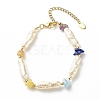 ABS Imitation Pearl & Natural Mixed Gemstone Chips Beaded Bracelet for Women BJEW-JB08435-1