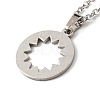 201 Stainless Steel Hollow Sun Pendant Necklace with Cable Chains NJEW-Q317-31P-2