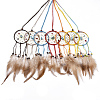 Chicken Feather Handmade Woven Net/Web with Feather Big Pendants AJEW-S080-007-1