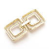 Brass Micro Pave Cubic Zirconia Fold Over Clasps ZIRC-S058-01G-2