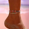 Bohemian Glass Seed Beaded Double Layer Stretch Anklets WGF45A4-01-1