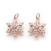 Brass Micro Pave Cubic Zirconia Pendants KK-F774-10RG-NR-1