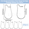 60Pcs 316 Surgical Stainless Steel Hoop Earrings Findings STAS-BBC0010-02-2