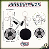 Sports Theme Resin Rhinestone Football Keychains KEYC-WH0003-34P-2
