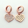 Brass Micro Pave Cubic Zirconia Large Hole European Dangle Heart Charms ZIRC-N009-01RG-1