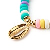 Shell Shape Cubic Zirconia Charm Stretch Bracelets Set for Teen Girl Women BJEW-JB06850-01-13