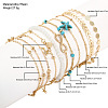 10Pcs Beach Style Alloy & Synthetic Turquoise & Resin Link Anklets WGF01BA-01-5