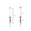 Bohemian Style Natural Black Agate Beaded Tassel Dangle Earrings WG6B05D-01-1