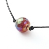 Pearl Luster Plated Round Faceted Natural Agate Pendant Necklace NJEW-JN03657-02-5
