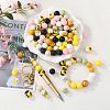 89Pcs Colorful Pattern Printed Silicone Beads Sets SIL-SZ0002-54C-4