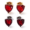 6 Pair 2 Color Heart Cubic Zirconia Stud Earrings EJEW-A024-15C-2