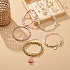 6Pcs 6 Style Natural & Synthetic Mixed Gemstone & Pearl & Resin Evil Eye Stretch Bracelets Set BJEW-JB08885-2