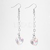 Heart Glass Dangle Earrings EJEW-JE01738-02-1