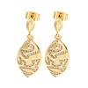 Leaf Brass Pave Clear Cubic Zirconia Dangle Stud Earrings EJEW-M258-37G-1
