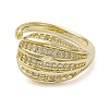 Rack Plating Brass Micro Pave Cubic Zirconia Open Cuff Rings RJEW-K257-26G-2