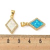 Brass Micro Pave Cubic Zirconia with Synthetic Opal Pendants KK-K356-19G-3