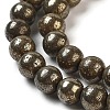 Natural Gold Pyrite Smooth Round Beads Strands G-F197-10-6mm-5