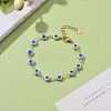 Brass Enamel Evil Eye Link Bracelets BJEW-JB06179-2