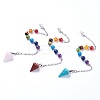 Fashion Natural & Synthetic Gemstone Hexagonal Pointed Dowsing Pendulums HJEW-JM00321-1