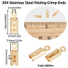 SUNNYCLUE 180Pcs 304 Stainless Steel Folding Crimp Ends STAS-SC0005-40A-2