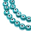 Handmade Evil Eye Lampwork Flat Round Bead Strands LAMP-L058-10mm-11-3