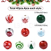 40Pcs 10 Styles Painted Natural Wood European Beads WOOD-YW0001-24-2