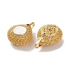 Rack Plating Brass Rd Cubic Zirconia Bead Cage Pendants KK-K362-10G-2