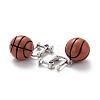 Round Basketball Dangle Clip-on Earrings for Women EJEW-Z015-08-2
