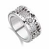 Gear Brass Micro Pave Clear Cubic Zirconia Rotatable Finger Rings FS-WGBD3BF-18-1