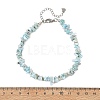 Natural Larimar Chip Beaded Anklets with Stainless Steel End Chains AJEW-AN00888-3
