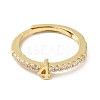 Rack Plating Brass Clear Cubic Zirconia Number 4 Adjustable Rings for Women RJEW-S407-09G-04-2