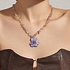 Resin Dried Flower Pendant Natural Amethyst Chip Beaded Necklaces for Women WG0DB7D-01-1