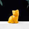 Natural Yellow Jade Carved Healing Lucky Cat Figurines PW-WG42682-04-1