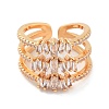 Brass with Cubic Zirconia Open Cuff Rings LS-RJEW-B053-07-2