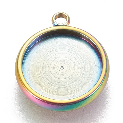 Ion Plating(IP) 304 Stainless Steel Pendant Cabochon Settings STAS-K202-03E-M-1