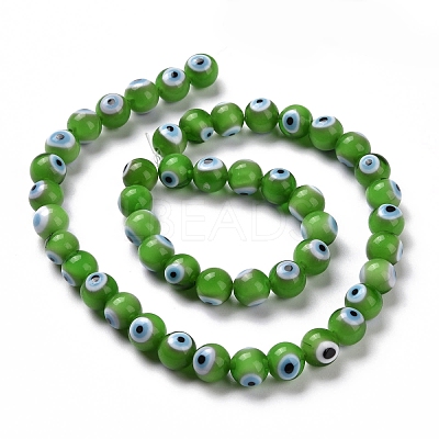 Handmade Evil Eye Lampwork Round Bead Strands LAMP-L055-8mm-24-1