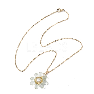 Glass & Glass Pearl Beads Pendants Necklaces for Women NJEW-MZ00106-01-1