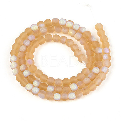 Frosted Transparent Glass Beads Strands GLAA-T032-T4mm-MBB08-1