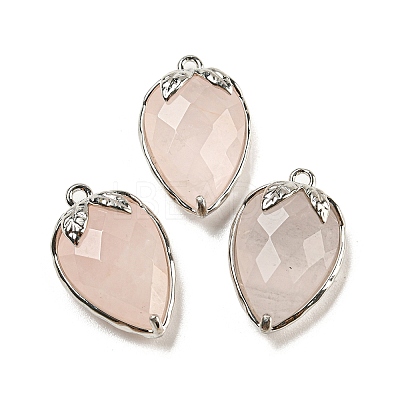 Natural Rose Quartz Faceted Pendants G-M431-06P-03-1