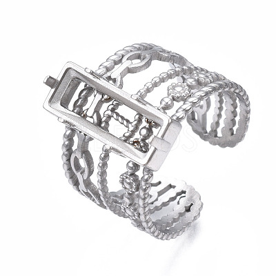 Non-Tarnish 304 Stainless Steel Open Cuff Ring Findings STAS-T060-04P-1
