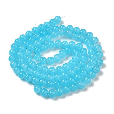 Baking Paint Imitation Jade Glass Round Bead Strands X-DGLA-Q021-8mm-06-1