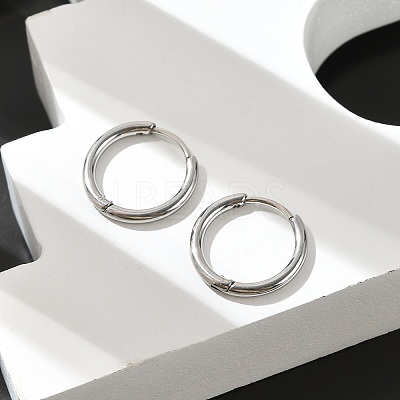 Tarnish Resistant 304 Stainless Steel Huggie Hoop Earrings EJEW-G272-02-12mm-P-1