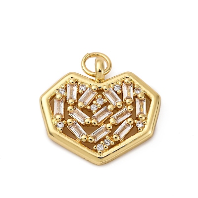Brass Micro Pave Cubic Zirconia Pendants KK-P308-17G-1