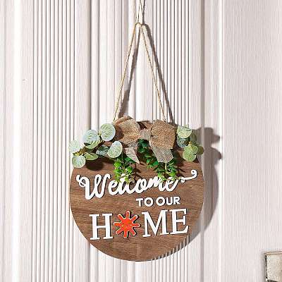 Natural MDF Board Door Hanging Decoration for Front Door Decoration HJEW-SZ0001-04-1