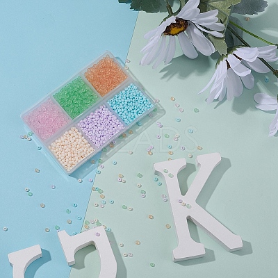 1800Pcs 6 Colors 8/0 Transparent & Opaque Glass Seed Beads SEED-YW0001-31-1