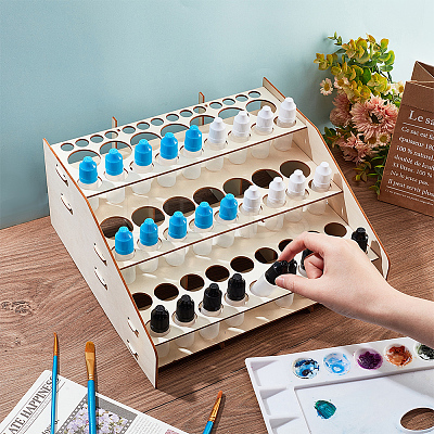 3-Layer Wooden Craft Paint & Brash Rack DIY-WH0401-04-1