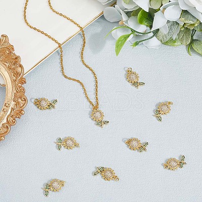 10Pcs Brass Micro Pave Cubic Zirconia Pendants KK-BBC0020-63-1