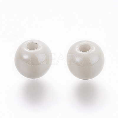 Glazed Porcelain Round Beads X-PORC-S489-6mm-01-1